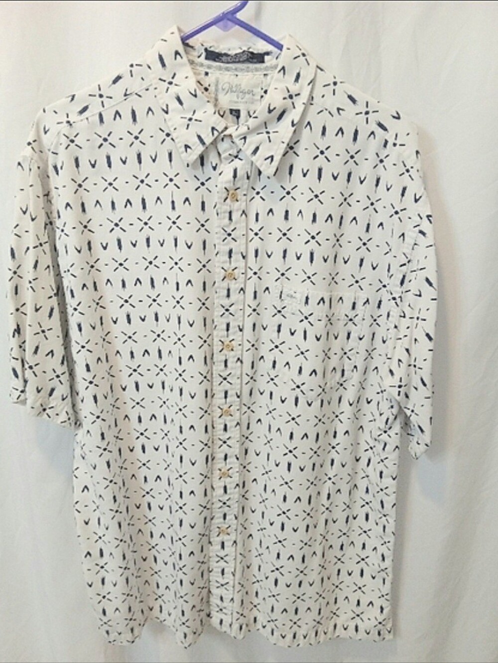 Mens L Tommy Hilfiger Short Sleeve Button Collared Shirt Casual Golf Office EUC